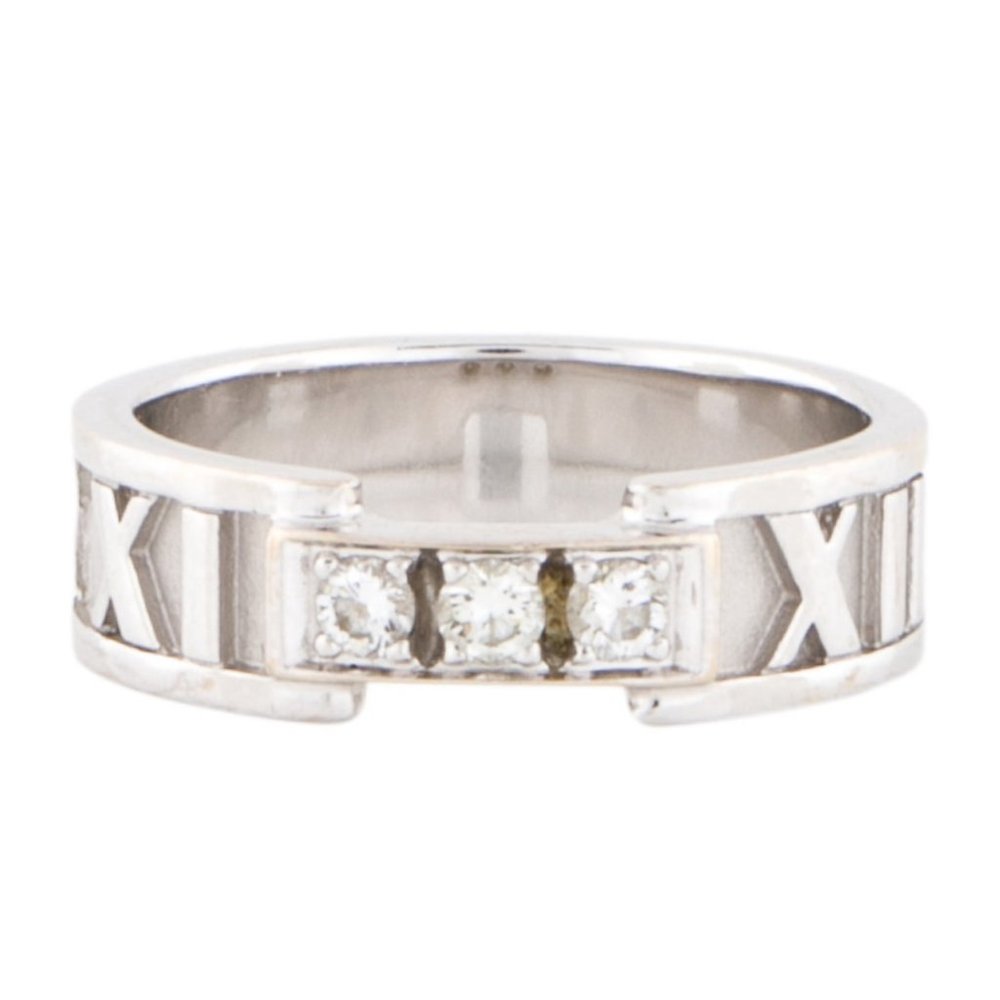 TIFFANY & CO 18K WHITE GOLD DIAMOND ATLAS BAND RING